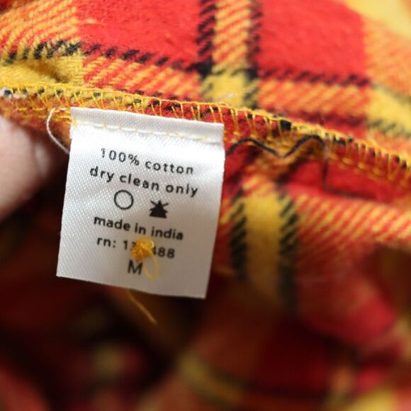 MNML Bright Orange Yellow Cropped Button Down Flannel Shirt Medium Vintage - Picture 8 of 8